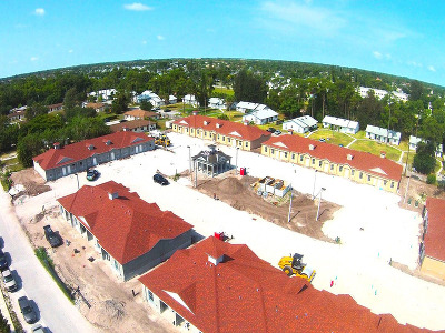 aerial shot of property